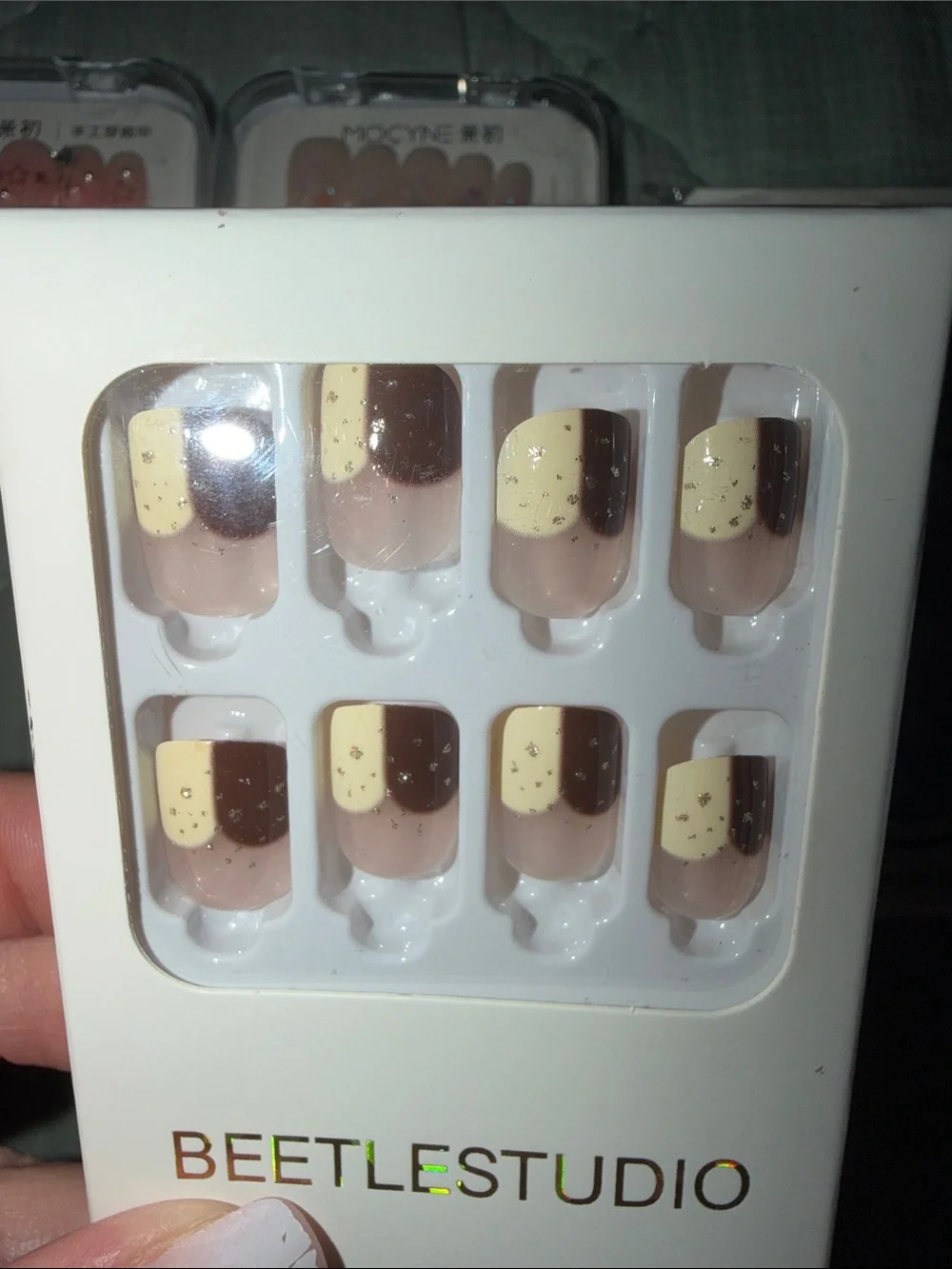 Assorted Press-On False Nails - Pink, Nude, Green, Red (Set of Multiple Designs)